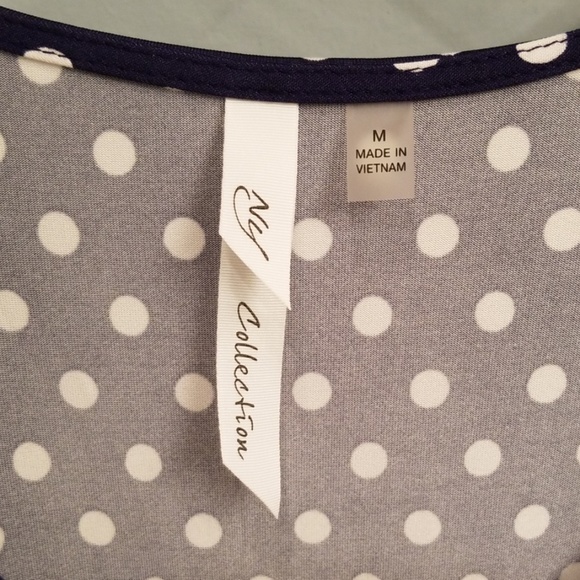 NY Collection Navy and White Polka Dot Dress in M - Picture 2 of 8